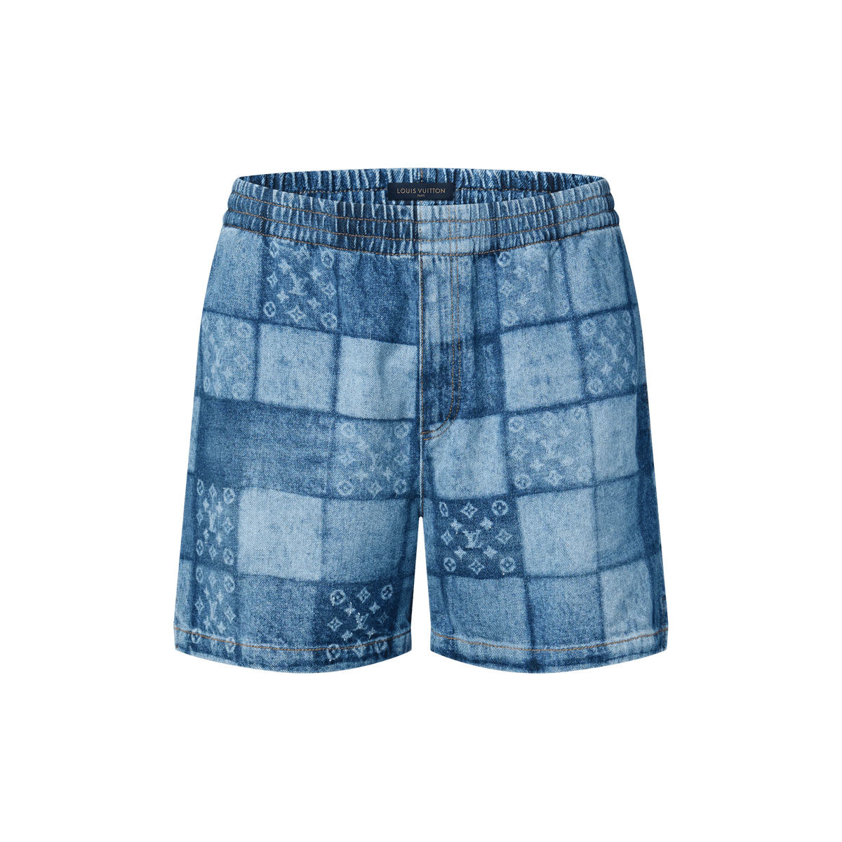 Men's Lasered Signature Patchwork Denim Shorts