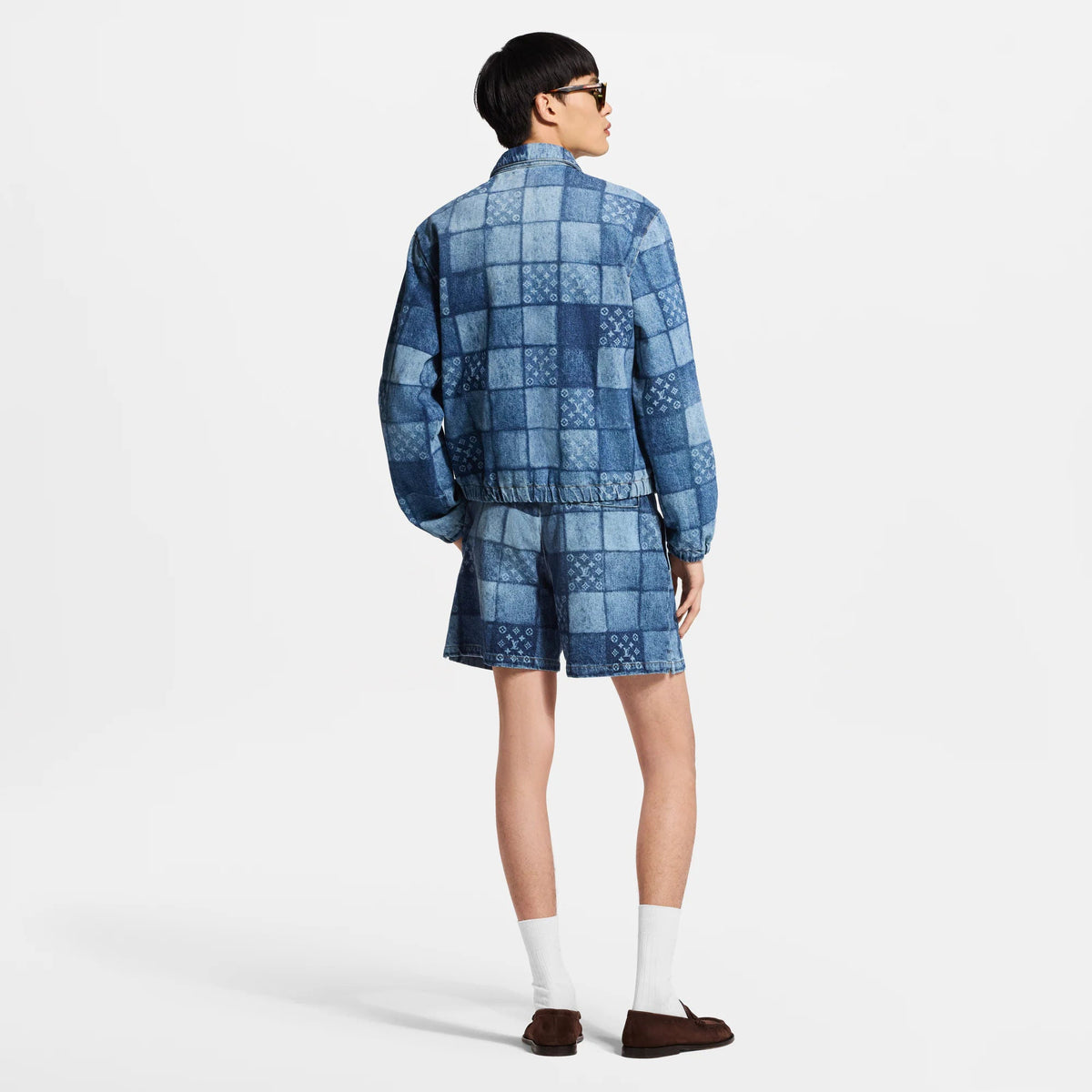 Men's Lasered Signature Patchwork Denim Shorts