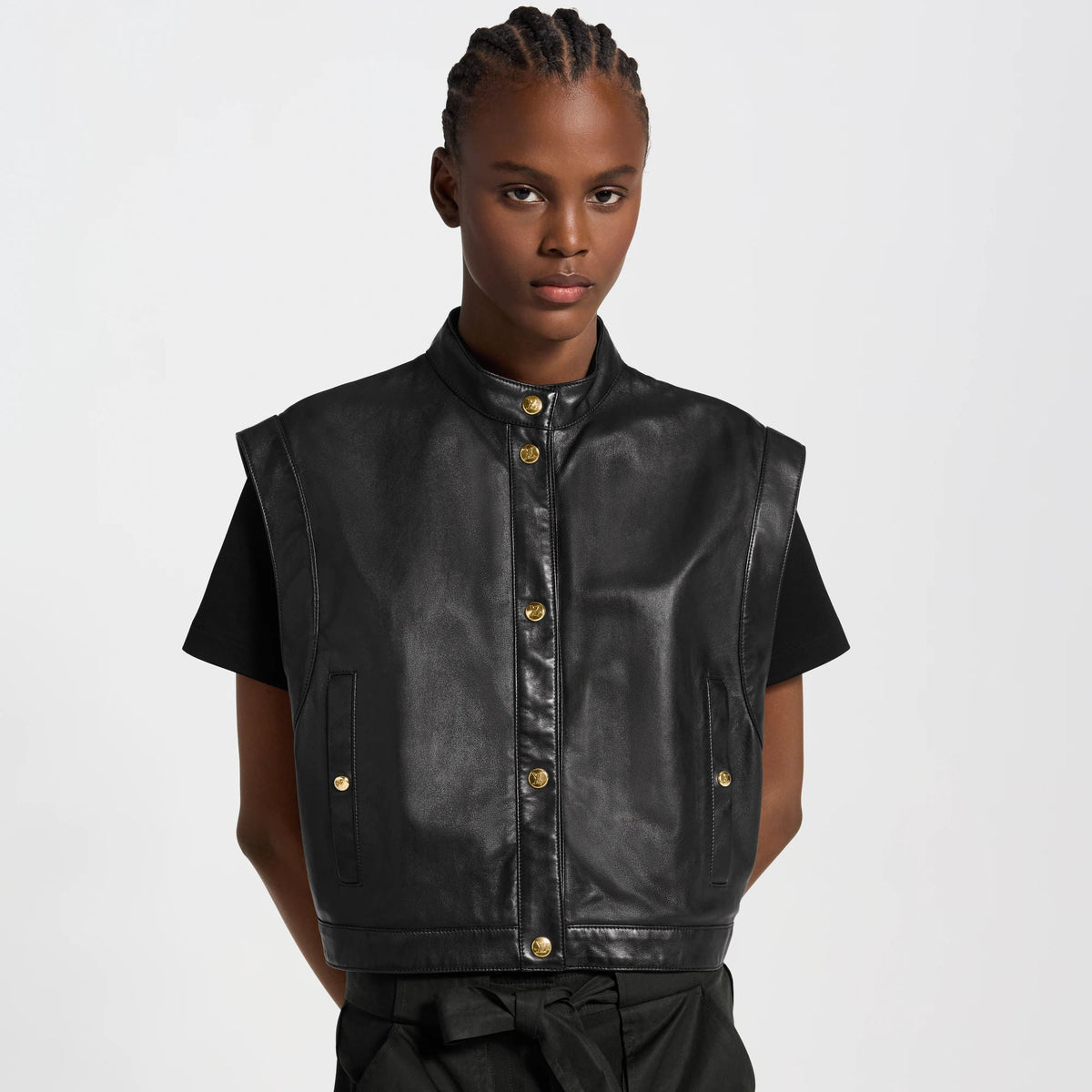 Women's Leather and Nylon Gilet