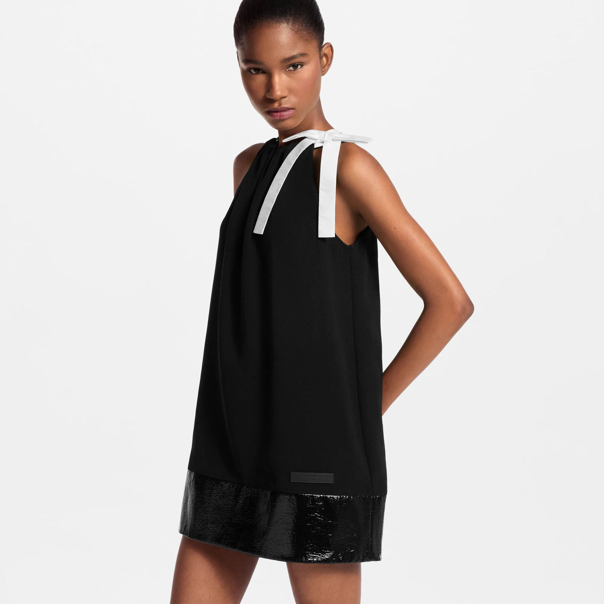 Women's Leather Hem Trapeze Dress