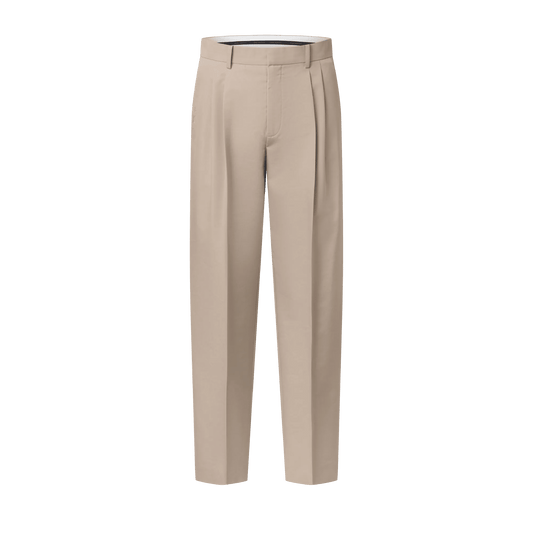 Men's Light Pleated Wool Cotton Twill Pants