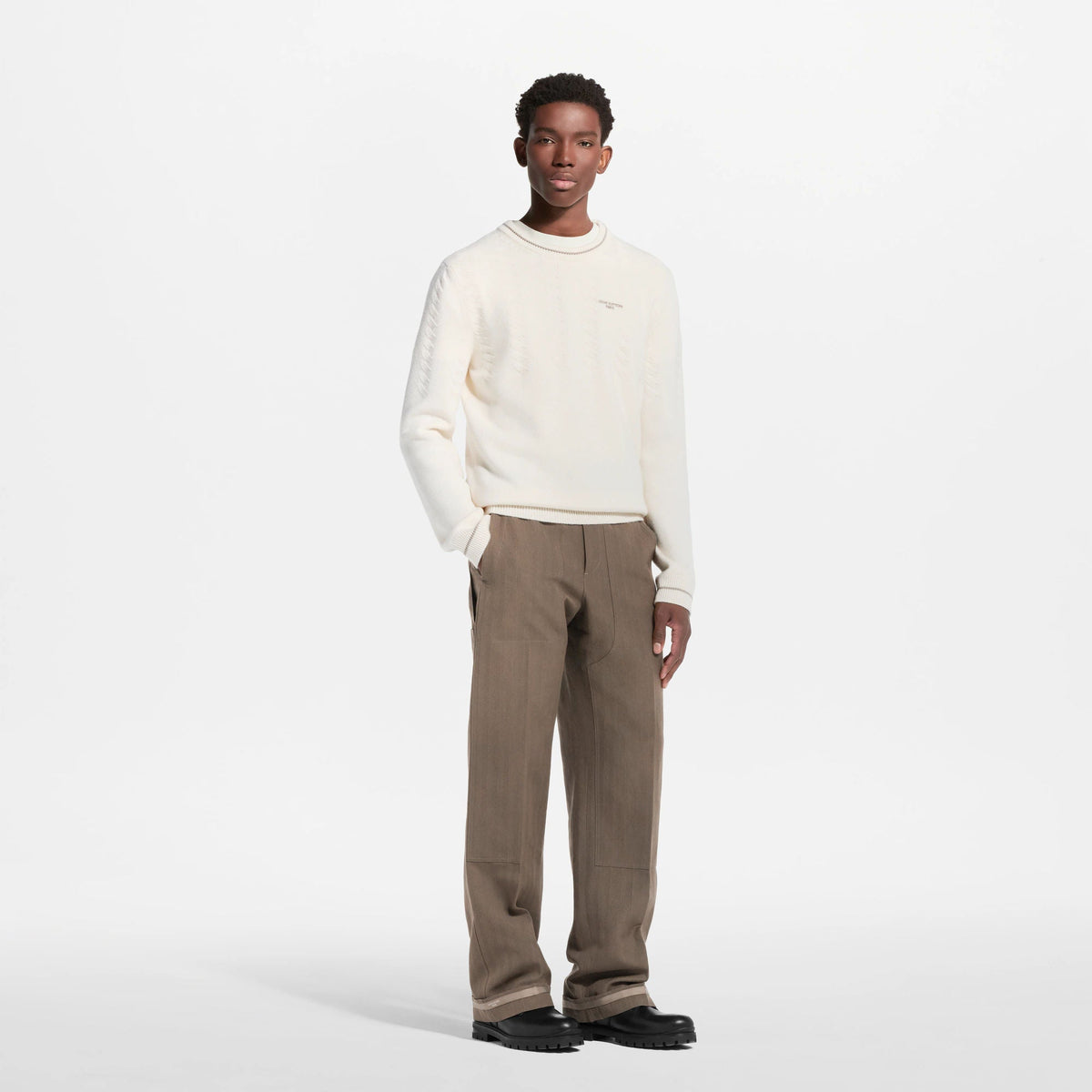 Men's Long-Sleeved Cable Knit Crewneck