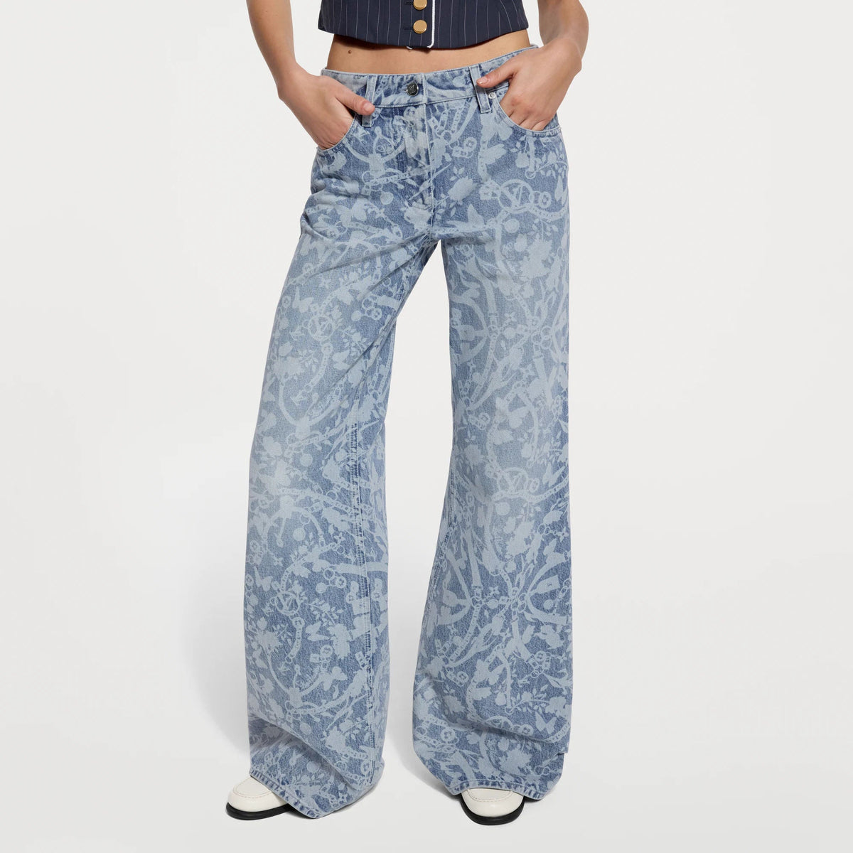 Women's Floral Laser Print Flared Jeans