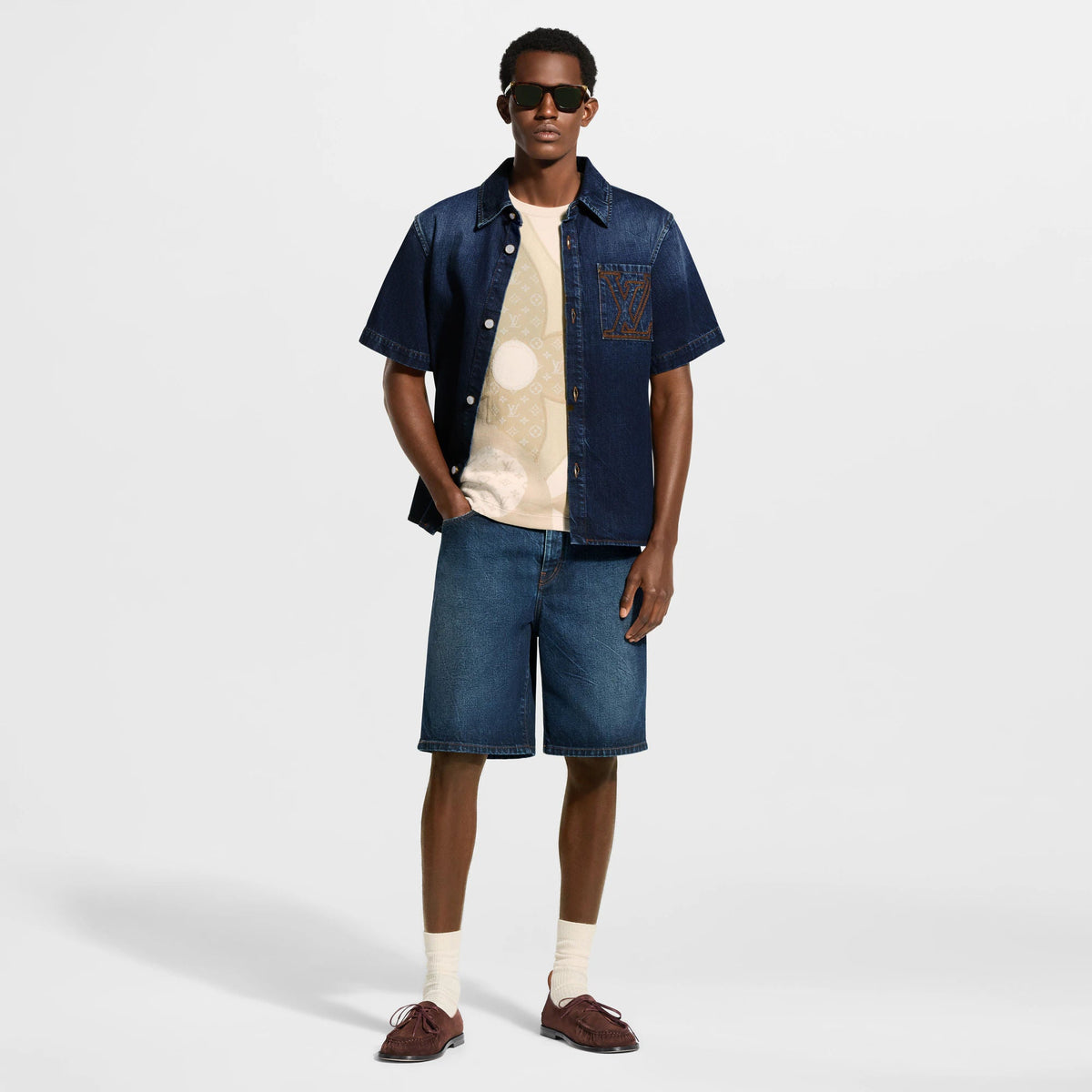 Men's Embroidered Japanese Denim Shorts
