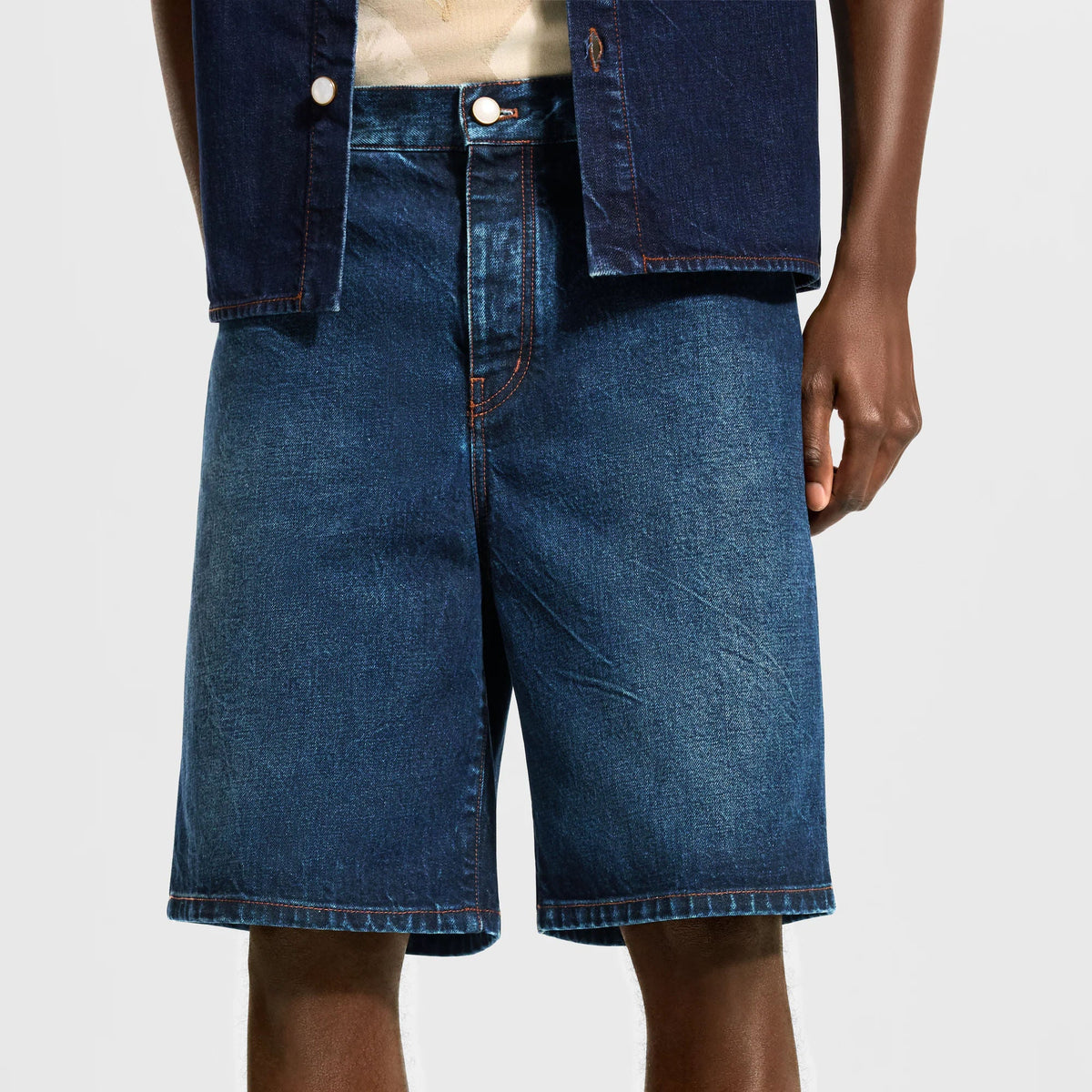 Men's Embroidered Japanese Denim Shorts