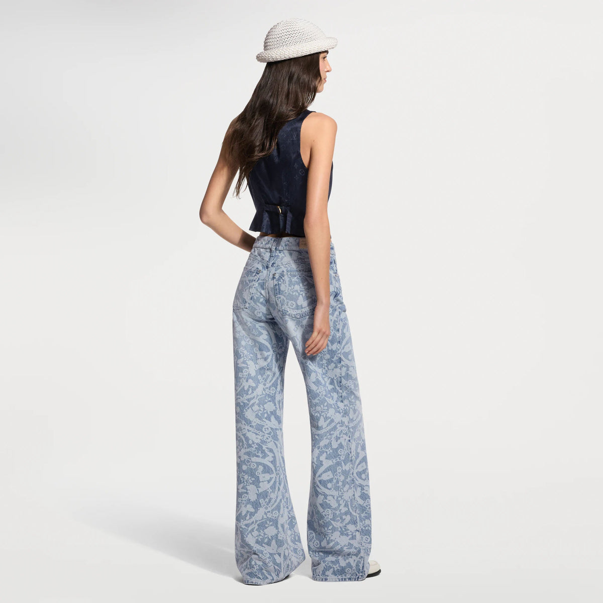 Women's Floral Laser Print Flared Jeans