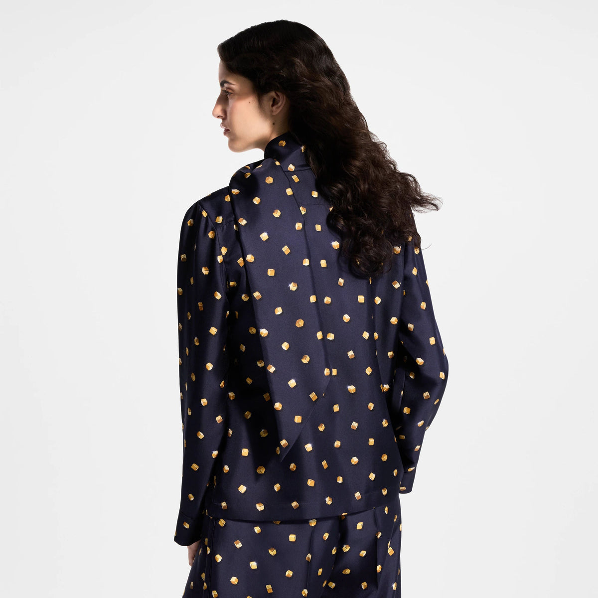 Women's Silk Twill Scarf Collar Pajama Shirt