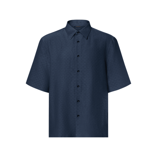 Men's Embossed Silk Cotton Short-Sleeved Shirt
