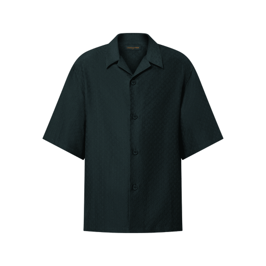 Men's Mini Monogram Silk-Cotton Blend Short-Sleeved Shirt