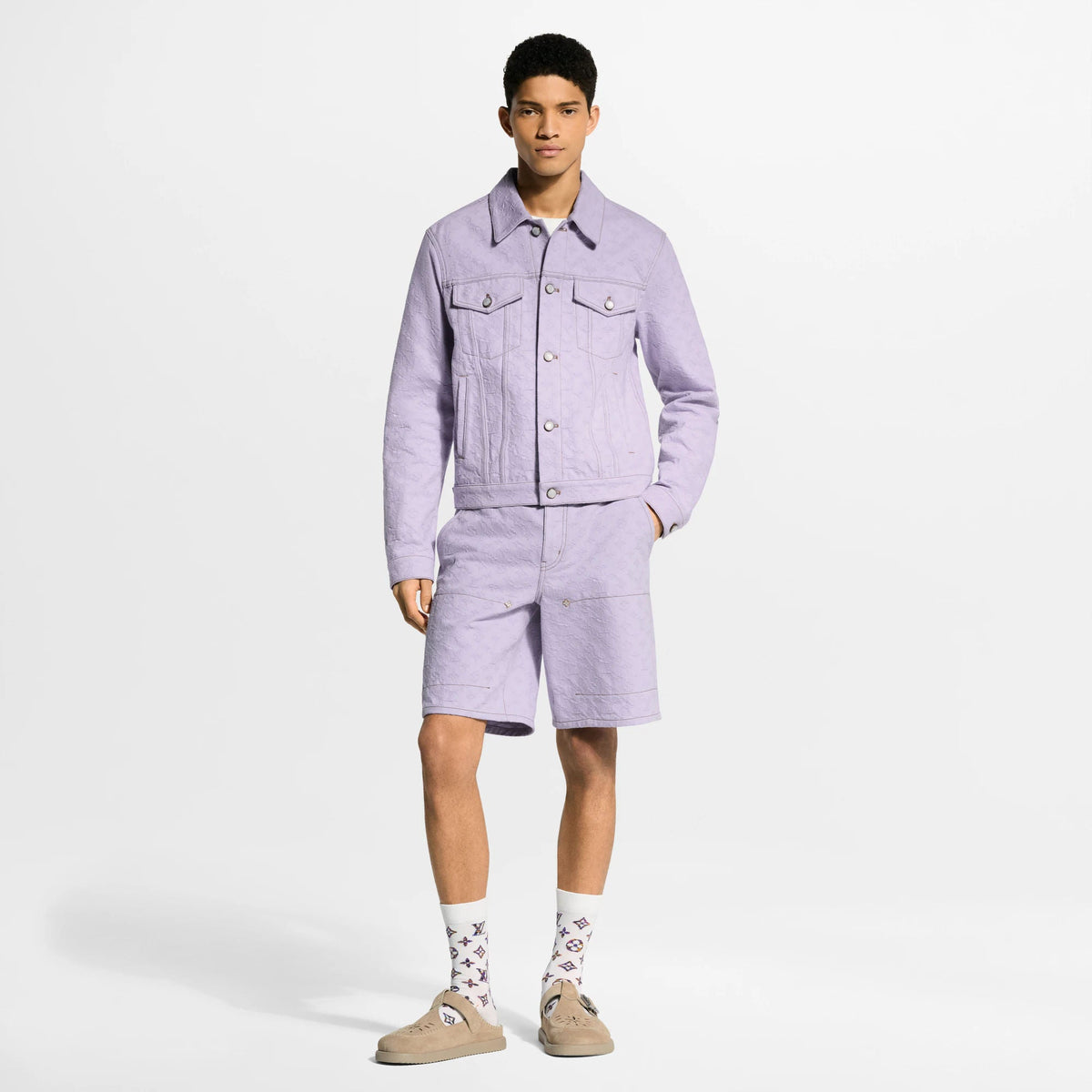 Men's Monogram Jacquard Denim Workwear Shorts