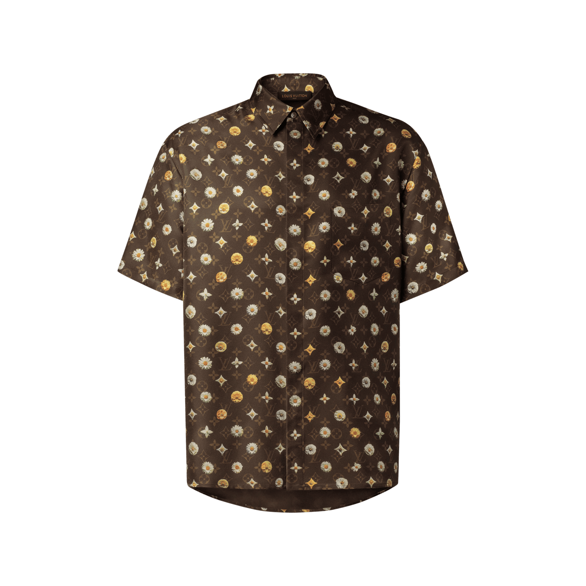 Men's Monogram Printed Short-Sleeved Silk Shirt
