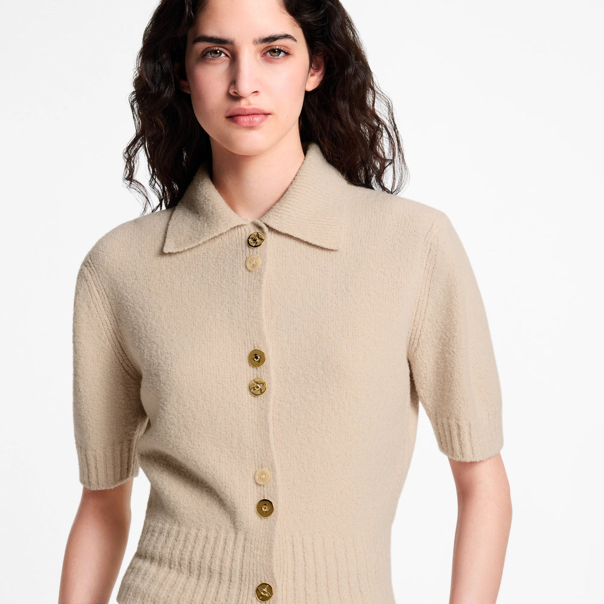 Women's Monogram Button Knit Top