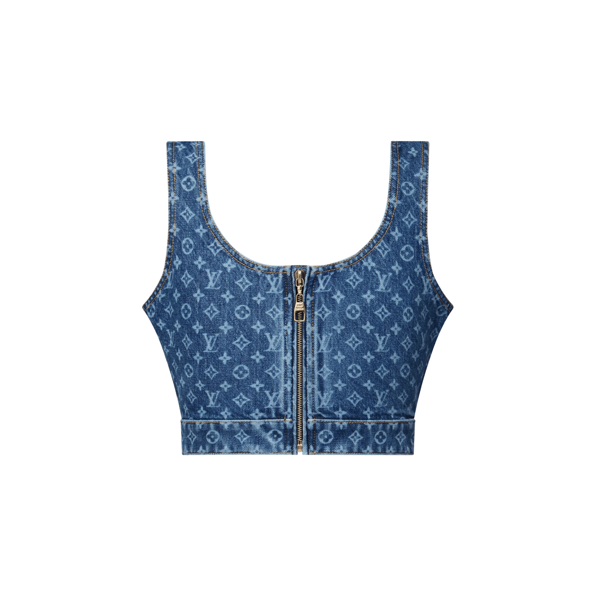 Women's Monogram Denim Buckle Strap Crop Top