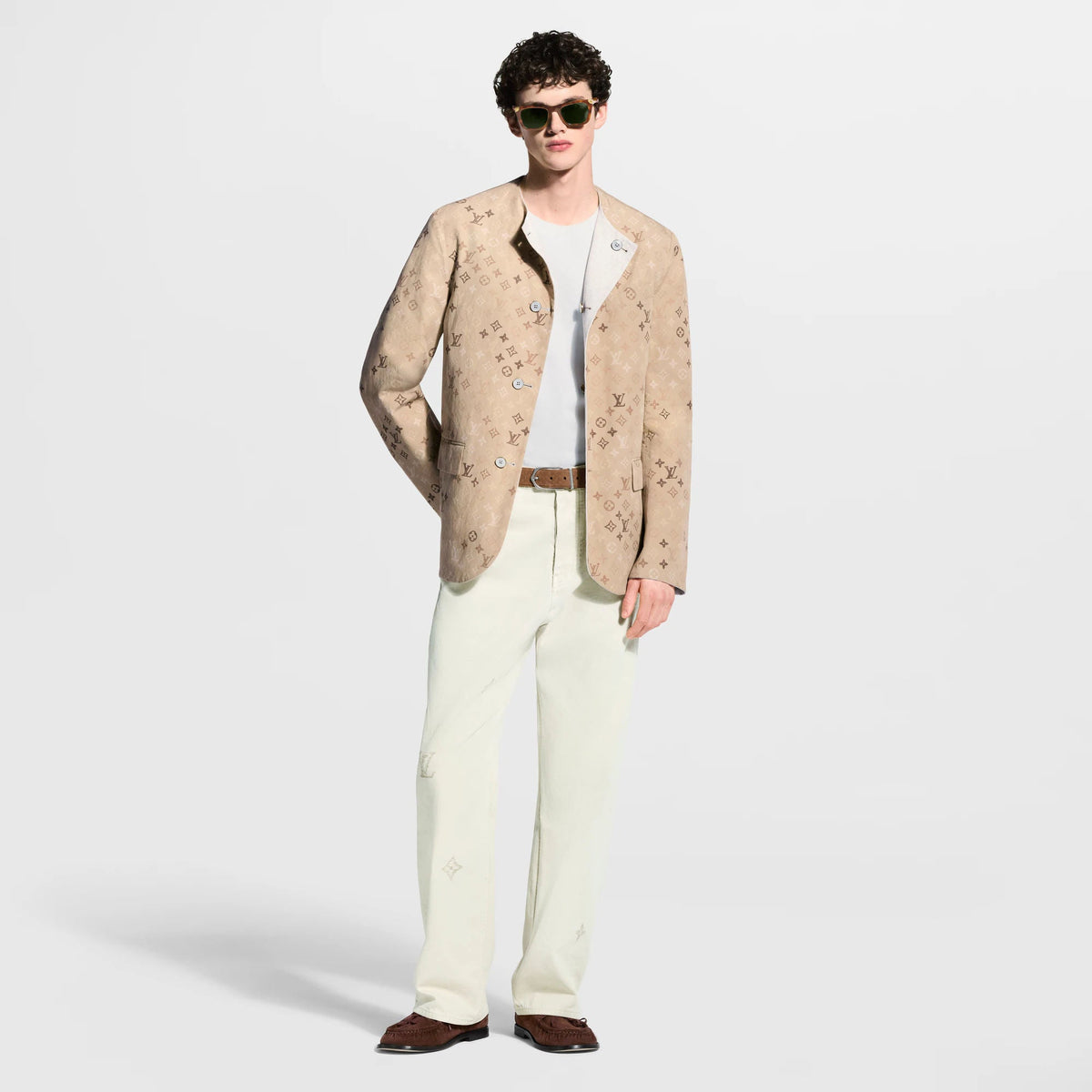 Men's Monogram Reversible Collarless Jacket