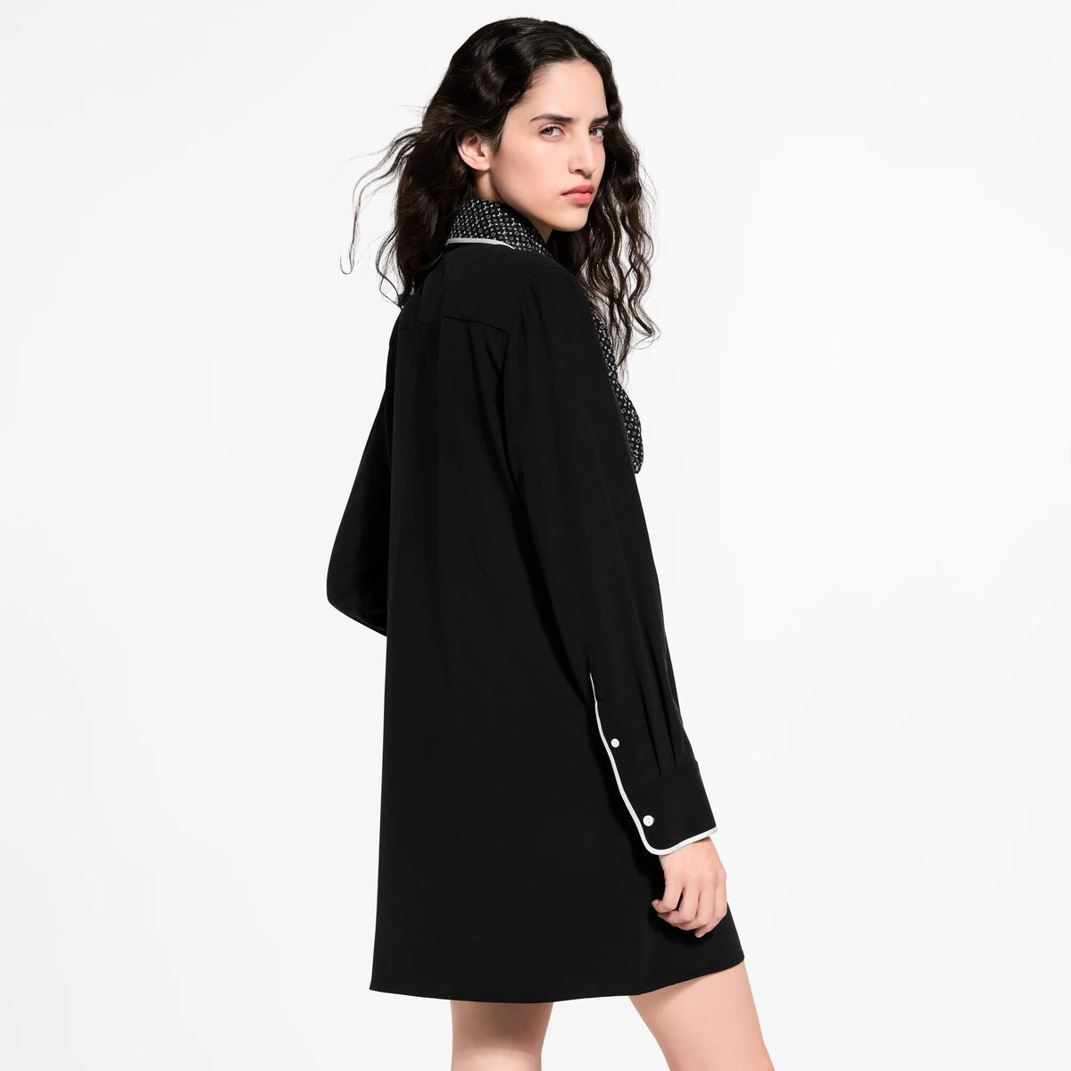 Women's Monogram Collar Silk Dress