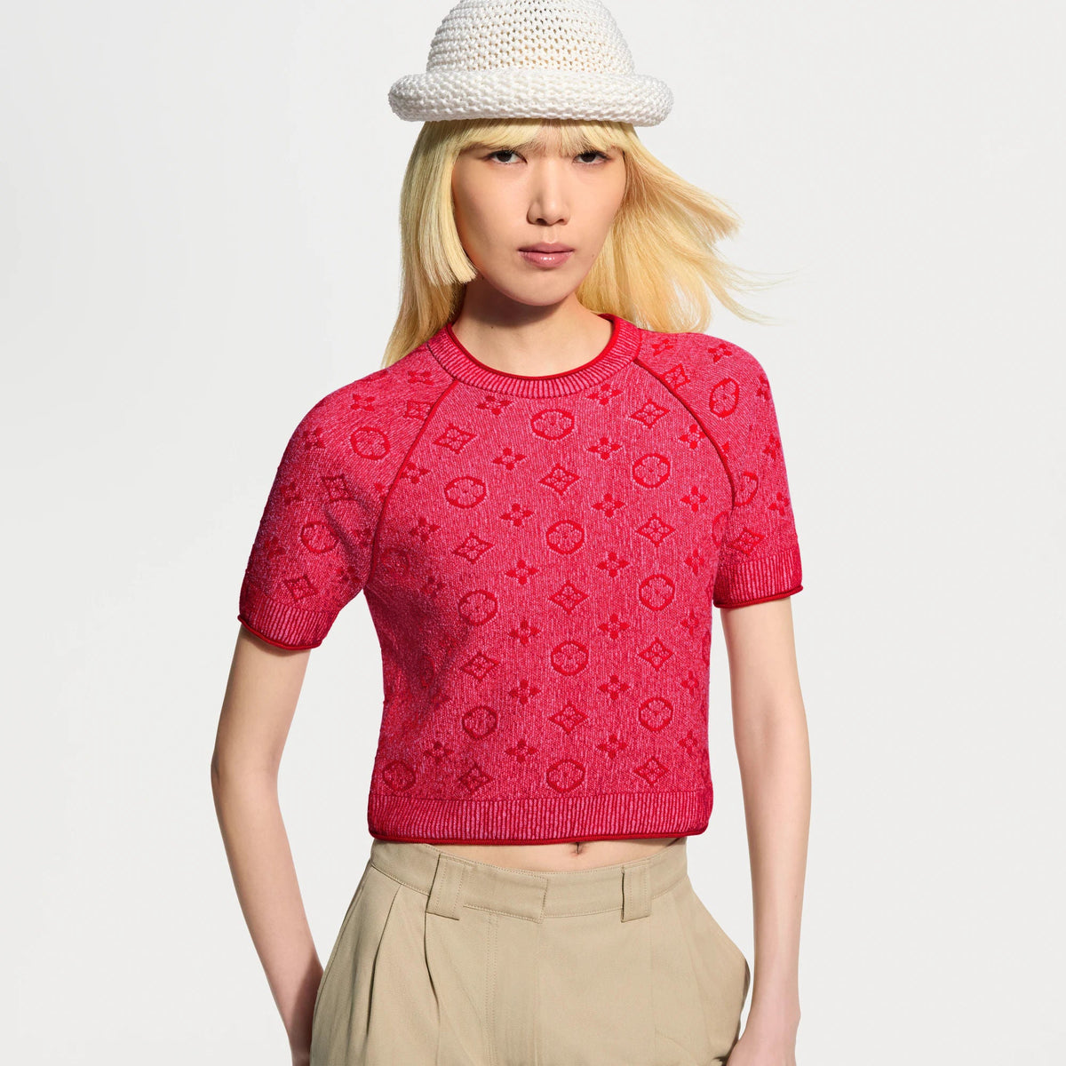 Women's Monogram Tweed-Effect Knit Top