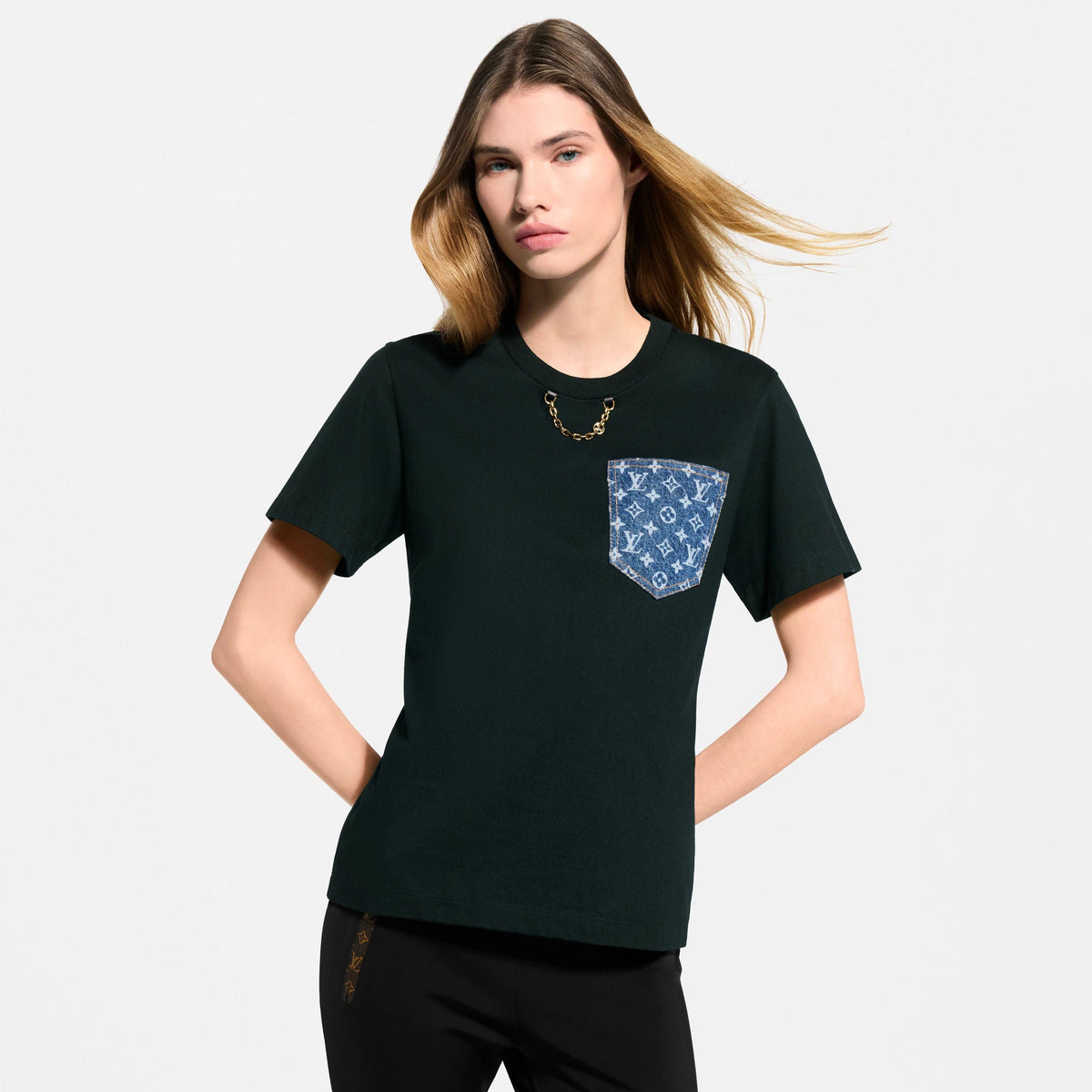 Women's Monogram Denim Pocket T-Shirt