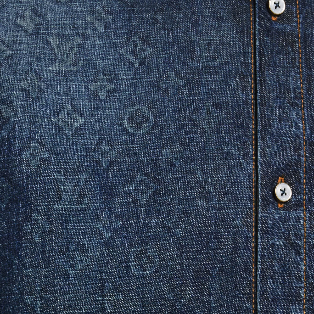 Men's Monogram Washed Chambray Short-Sleeved Shirt