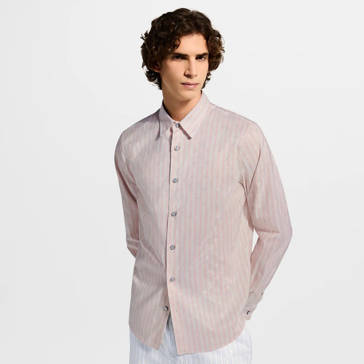Men's Monogram Striped Long-Sleeved Shirt