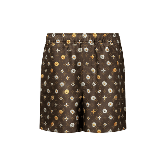Men's Monogram Printed Silk Shorts