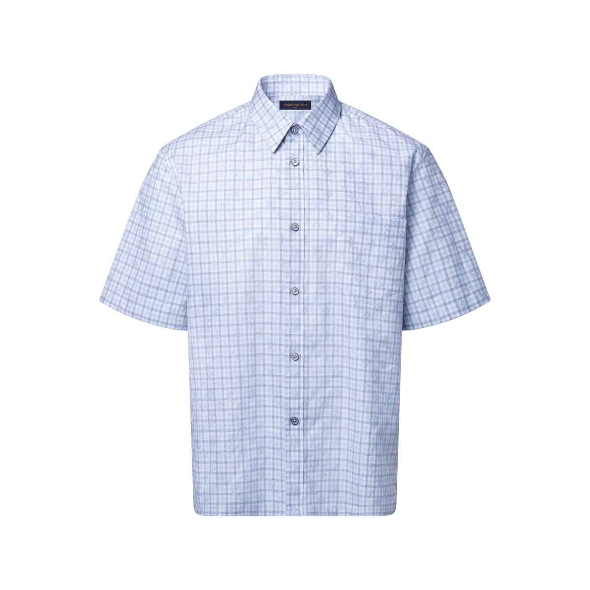 Men's Monogram Checkered Short-Sleeved Oxford Shirt