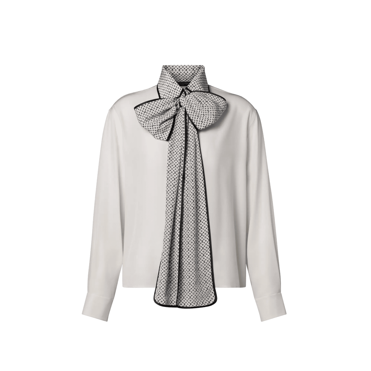 Women's Monogram Collar Silk Blouse