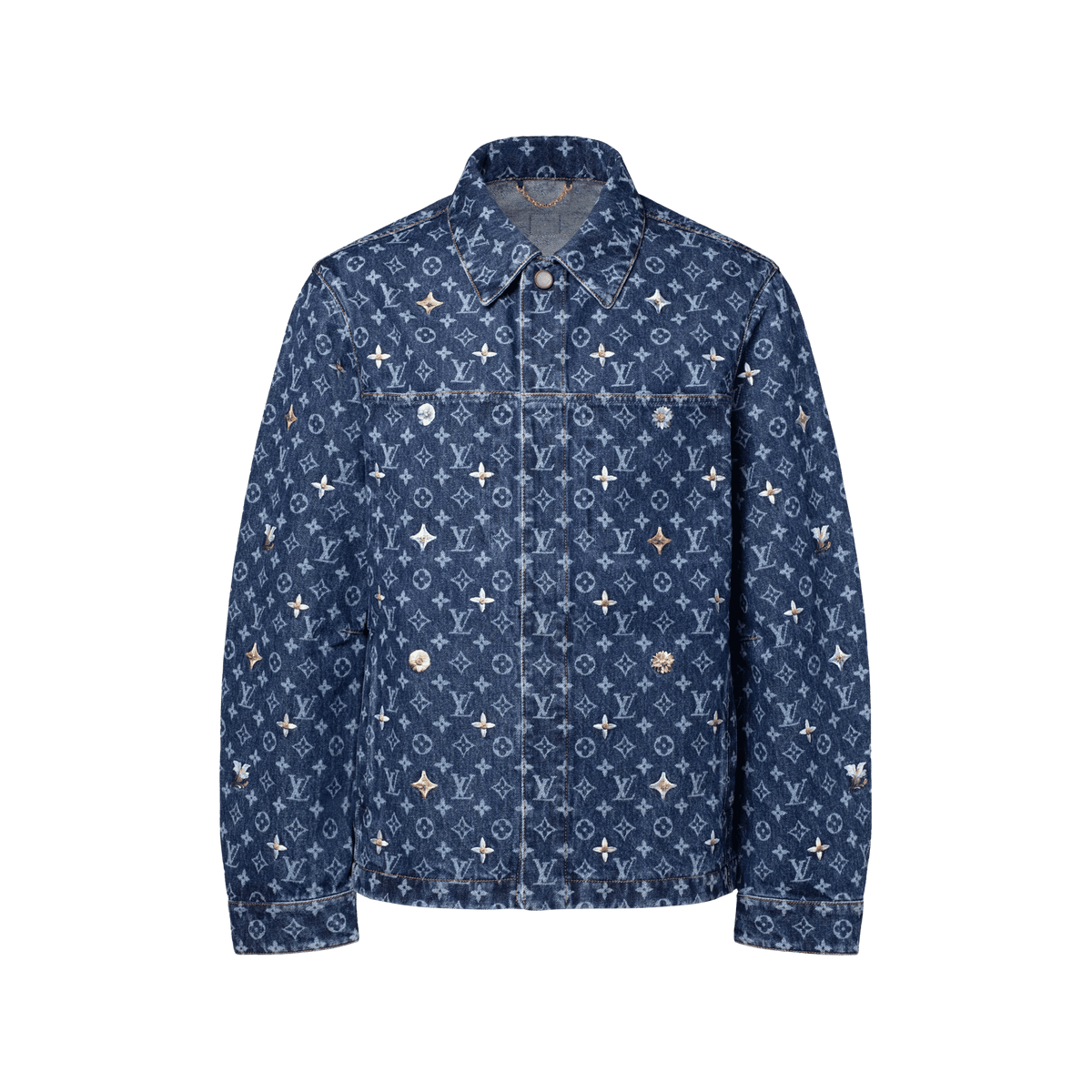 Men's Monogram Embroidered Denim Overshirt