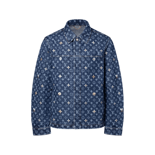 Men's Monogram Embroidered Denim Overshirt