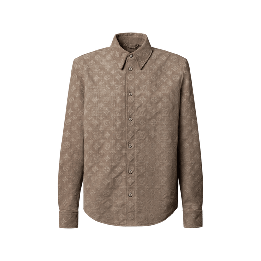 Men's Monogram Embroidered Leather Overshirt