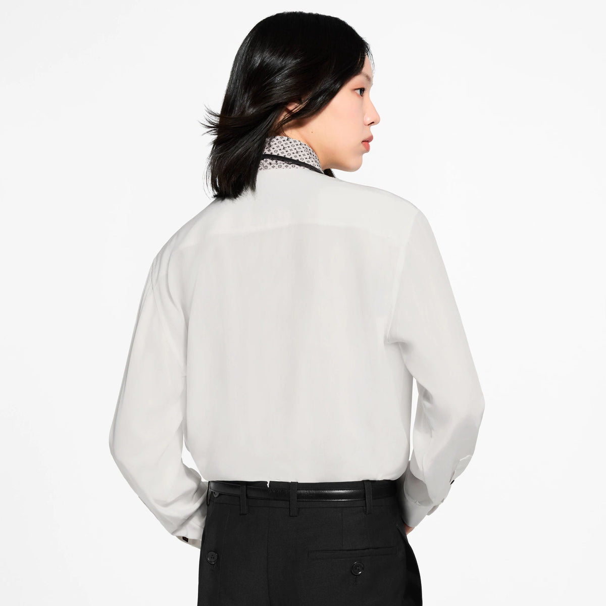 Women's Monogram Collar Silk Blouse