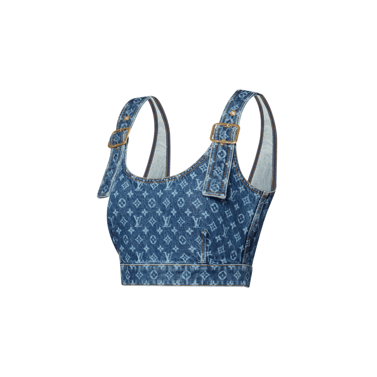 Women's Monogram Denim Buckle Strap Crop Top