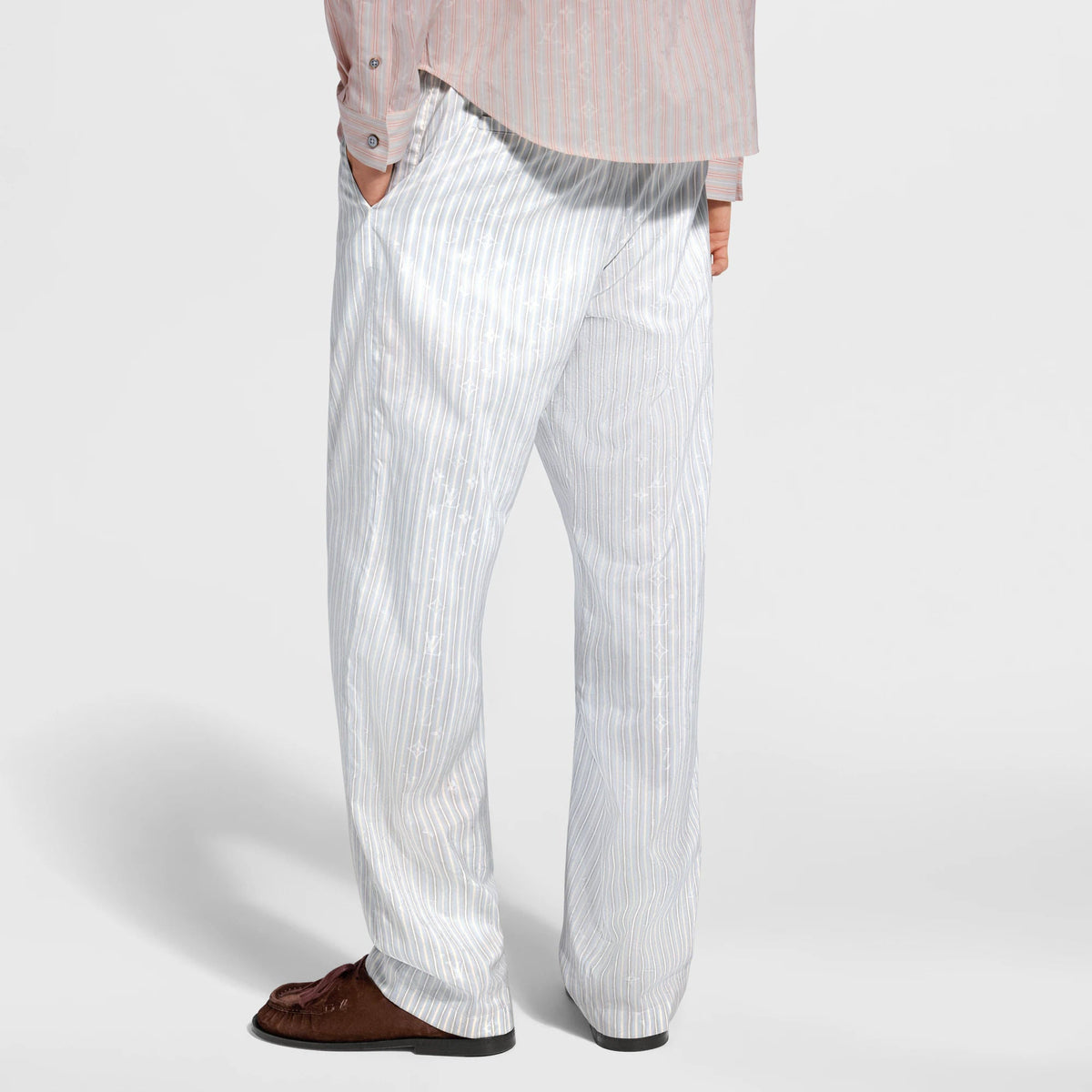 Men's Monogram Striped Casual Drawstring Pants
