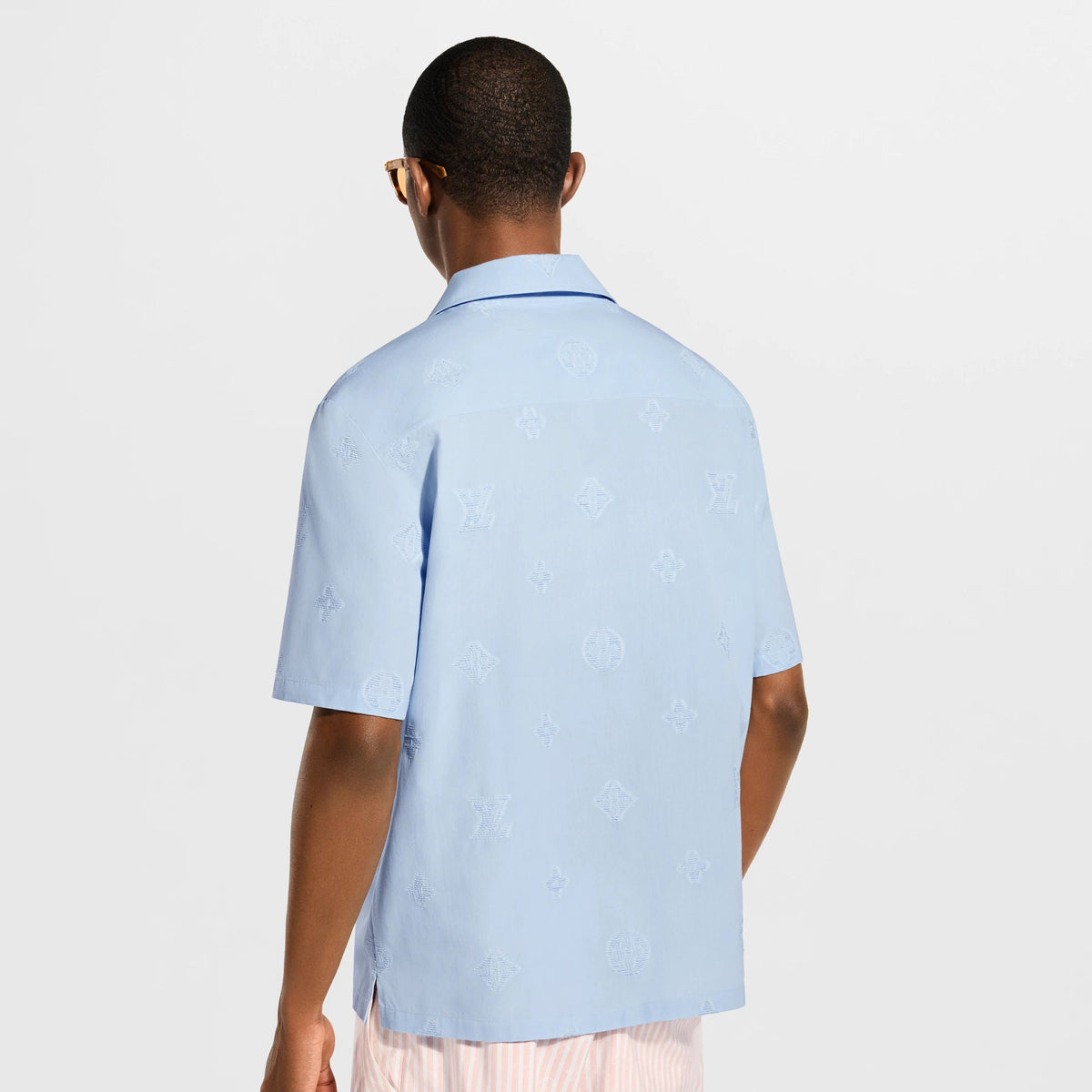 Men's Monogram Bouclette Open Collar Short-Sleeved Shirt