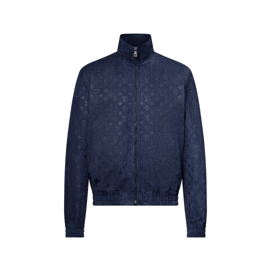 Men's Embossed Suede Leather Tracksuit Jacket