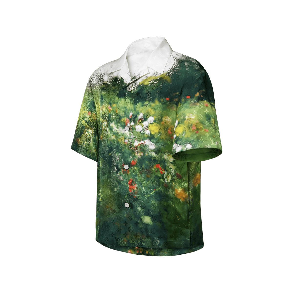 Men's Monogram Silk Short-Sleeved Shirt