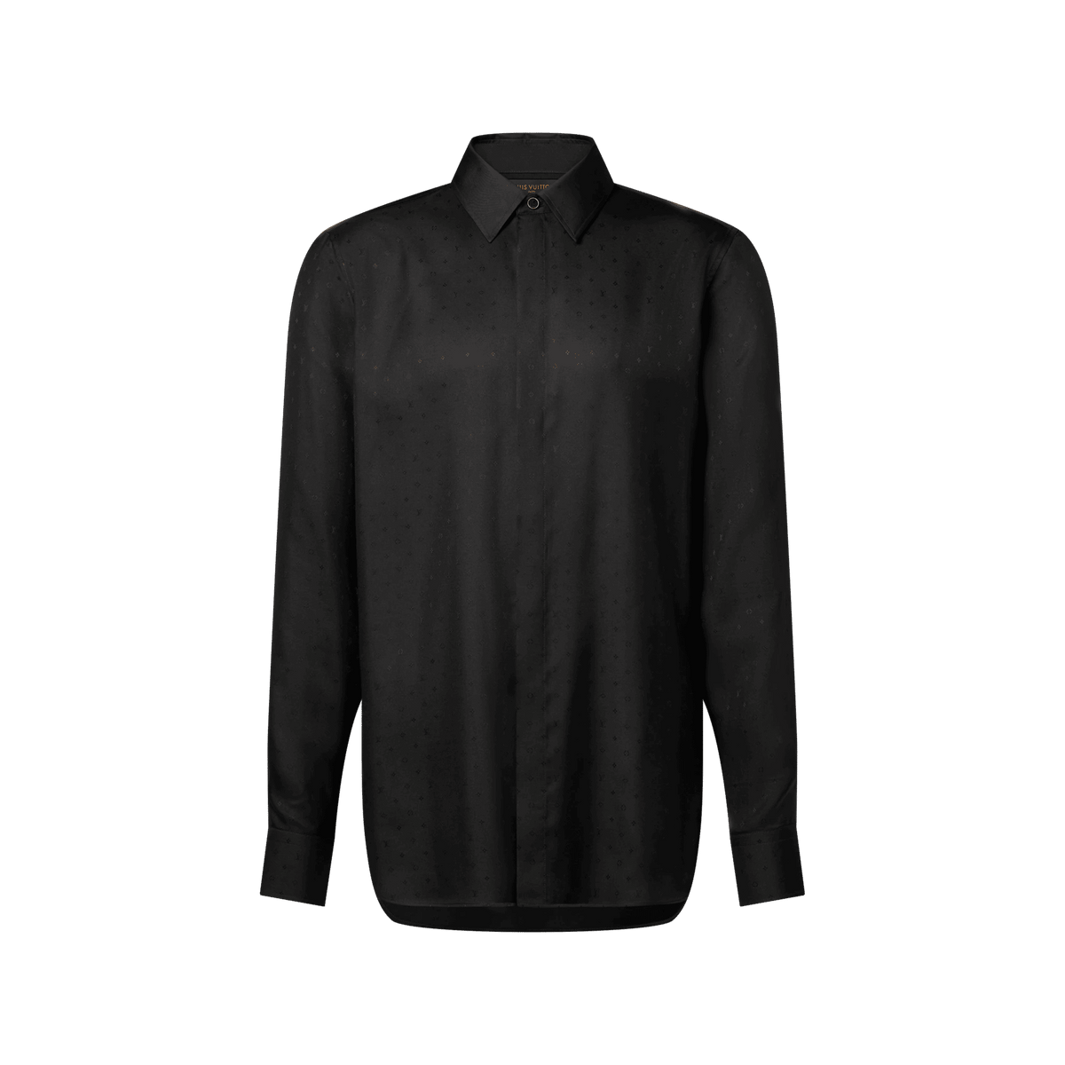 Men's Monogram Silk Satin Long-Sleeved Shirt