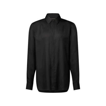 Men's Monogram Silk Satin Long-Sleeved Shirt