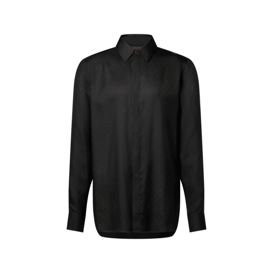 Men's Monogram Silk Satin Long-Sleeved Shirt