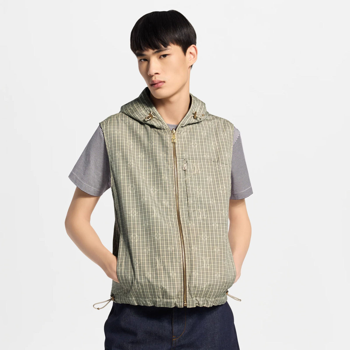 Men's Monogram Check Reversible Leather Gilet