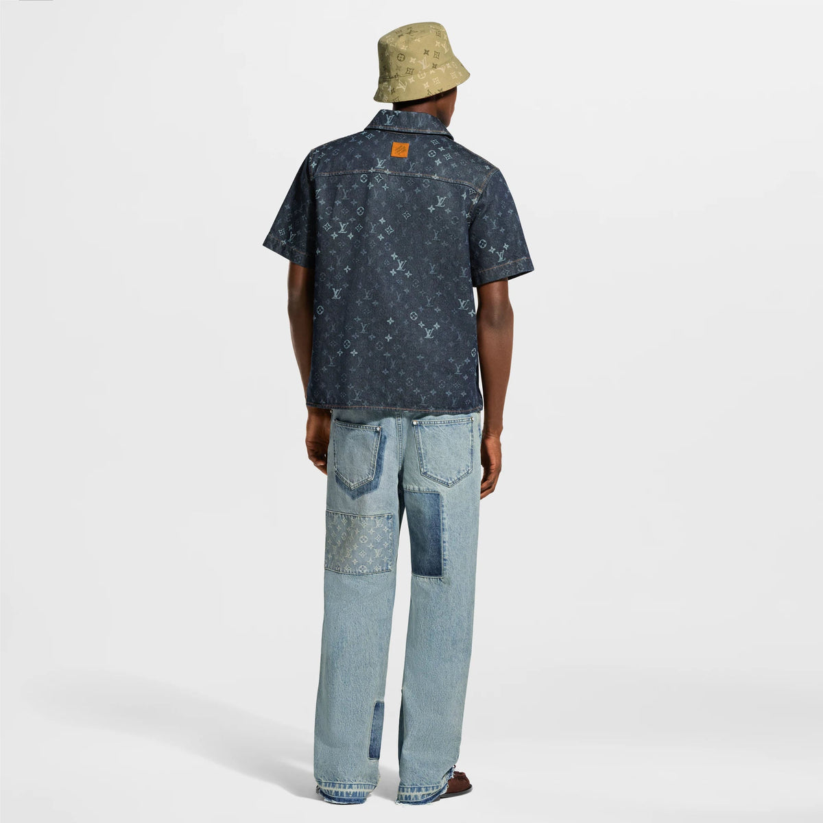 Men's Monogram Denim Short-Sleeved Shirt