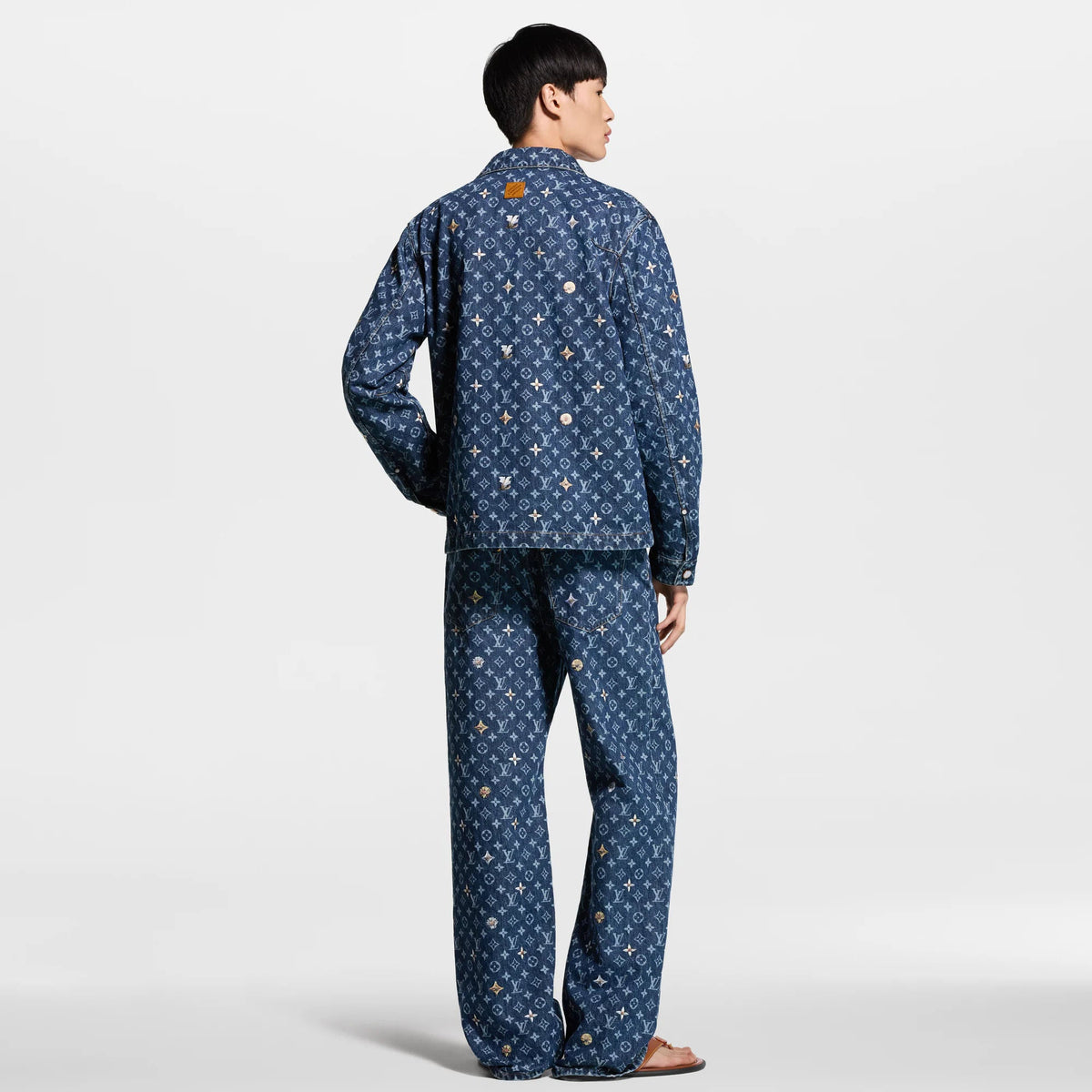 Men's Monogram Embroidered Denim Overshirt