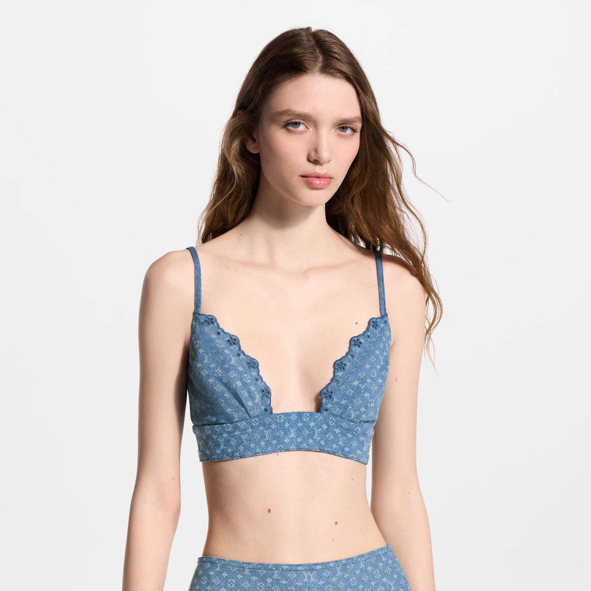 Women's Monogram Denim Bustier Top