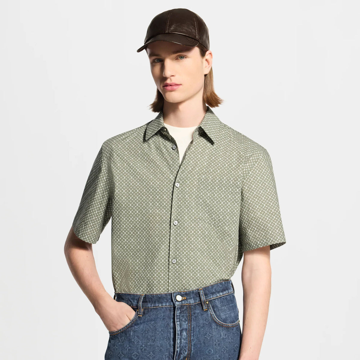 Men's Nanogram Print Short-Sleeved Shirt