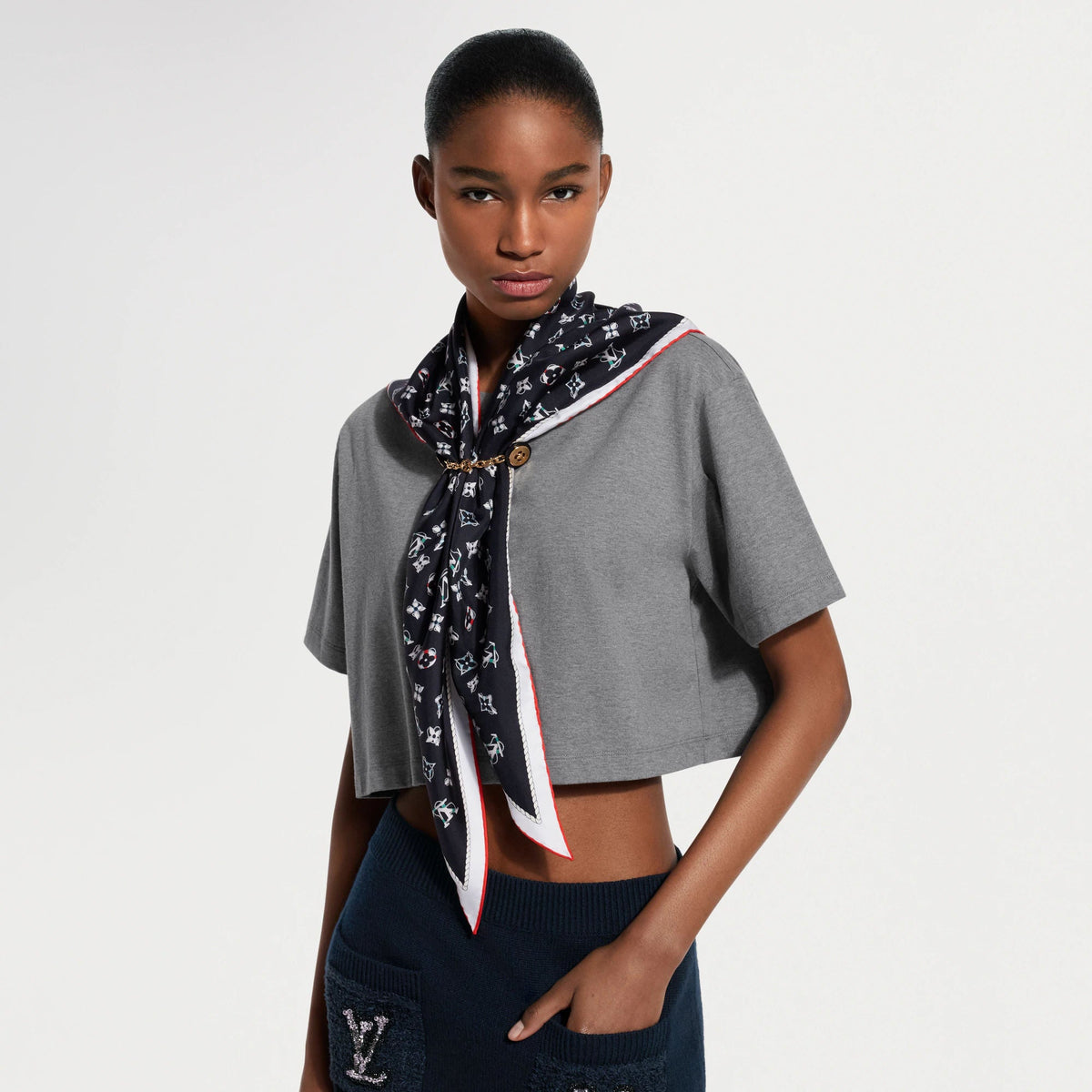 Women's Nautical Scarf Crop Top
