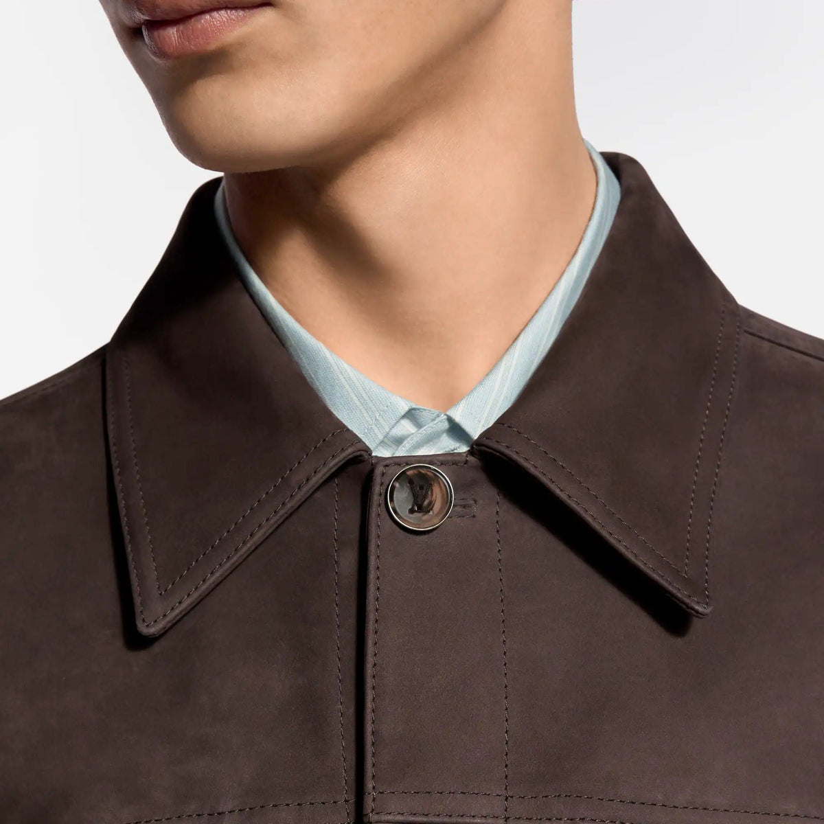 Men's Nubuck Calf Leather Trucker Jacket