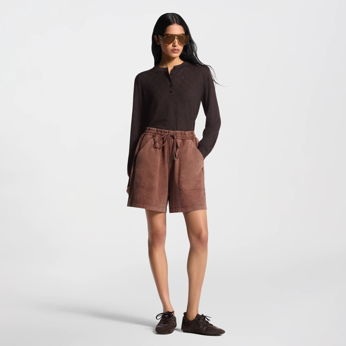 Women's Openwork Mahina Henley Pullover