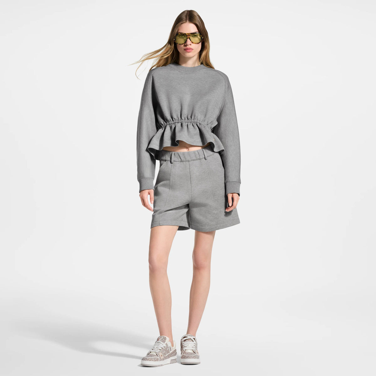 Women's Peplum Waist Crew-Neck Sweater