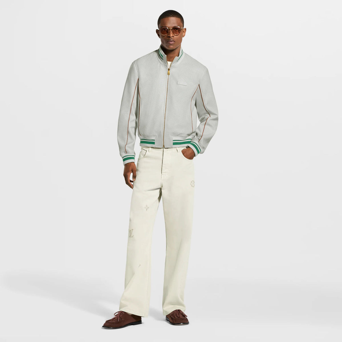 Men's Perforated Leather Tracktop
