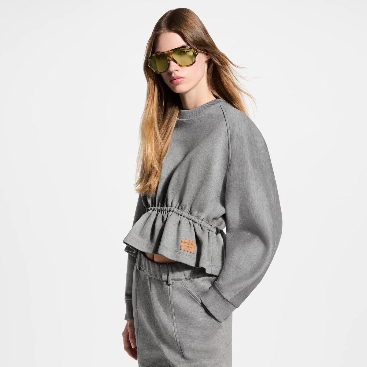 Women's Peplum Waist Crew-Neck Sweater