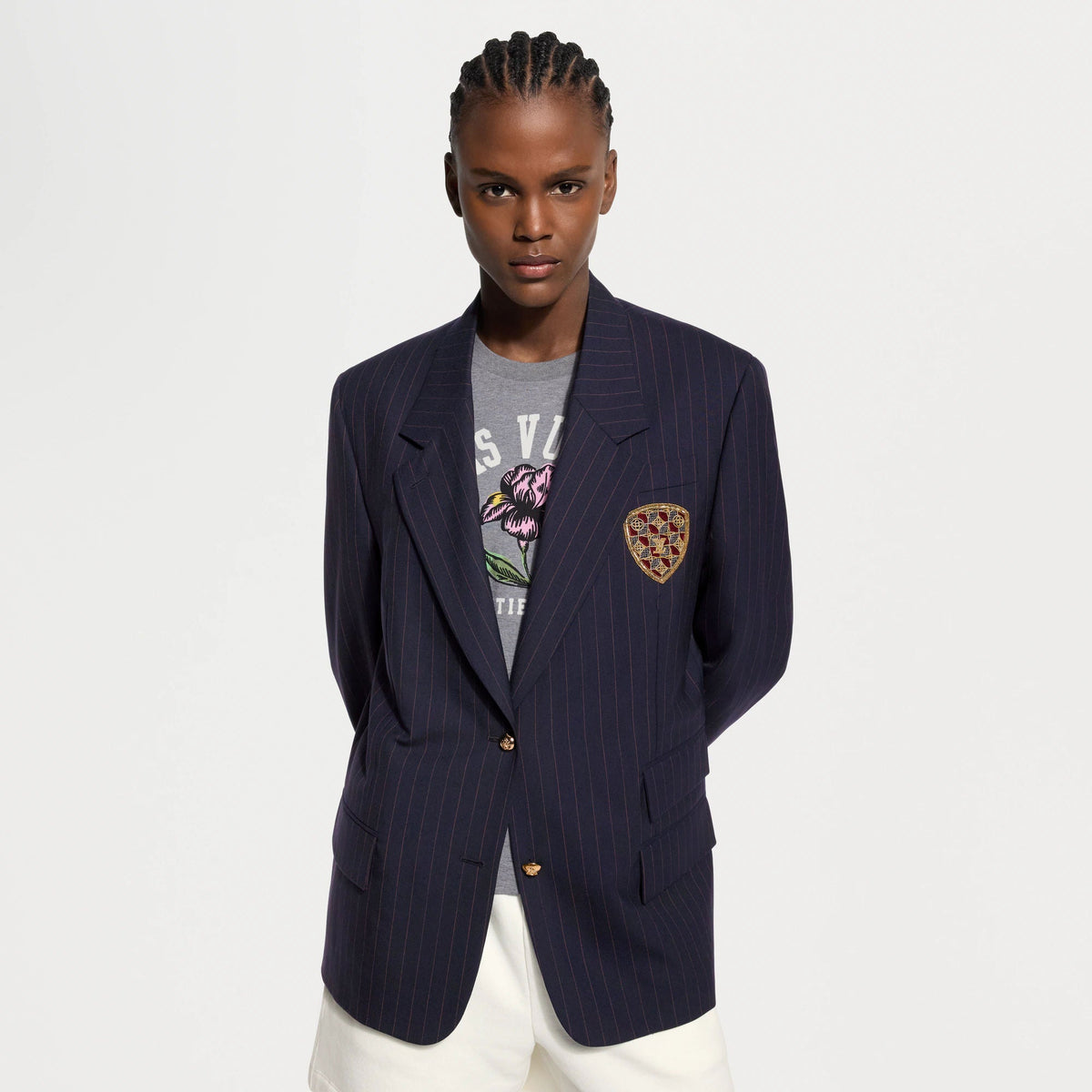Women's Pinstriped Preppy Blazer